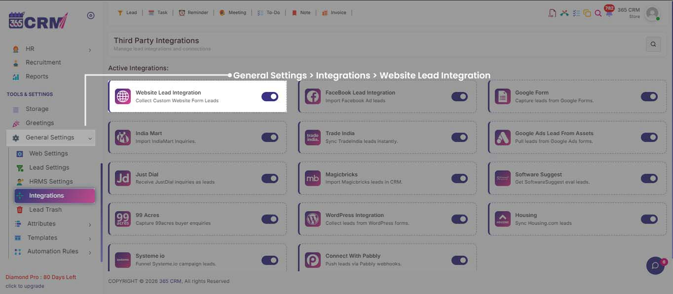 Website Lead Integration in 365CRM